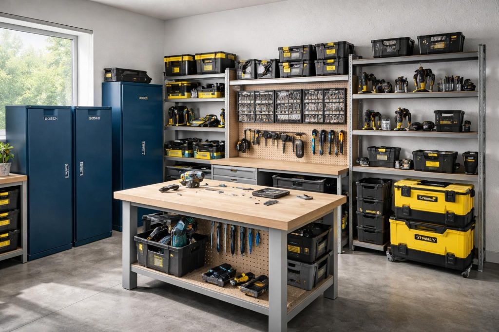 Optimiser son atelier bricolage avec des rangements Bosch et Stanley
